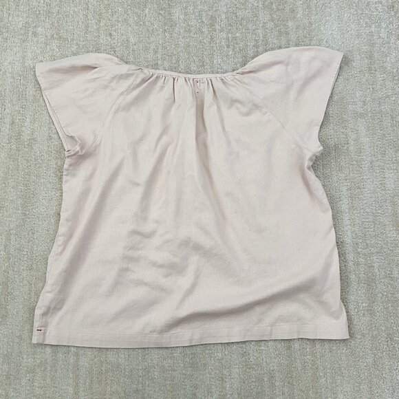 XiRENA Short Sleeve Cotton Flax Popover Blouse Top M Pink - Picture 4 of 10